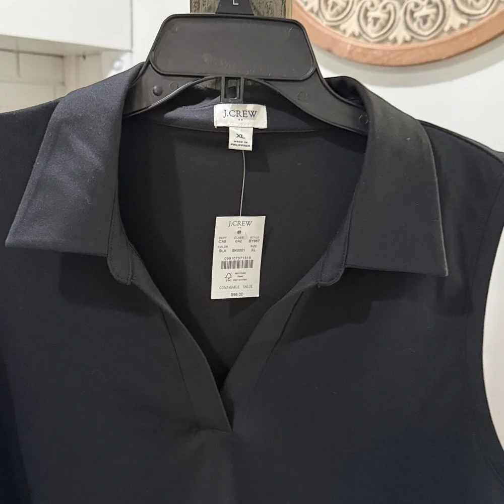 J Crew Black Polo Sleeveless Active Dress NWT Ret $98